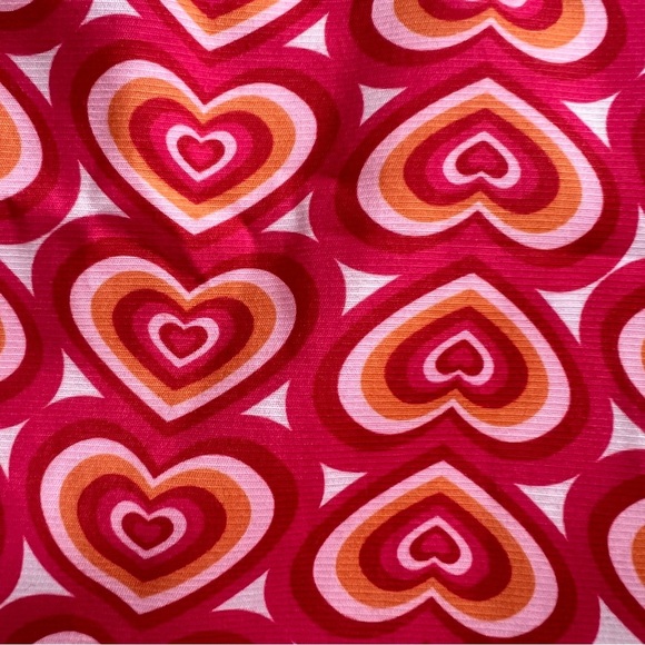 Unique Vintage Smak Parlour Hypnotic Heart Retro Valentine Mod Button Skirt Pink - Picture 6 of 14